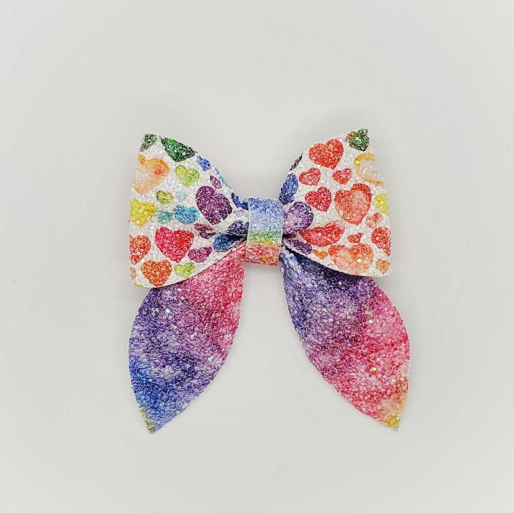 💜 Rainbow Heart Ombre Sailor Hair Bow Accessory💜